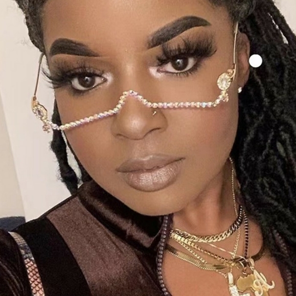 💥SALE💥Lenseless Half Frame Rhinstone Glasses - Picture 3 of 3